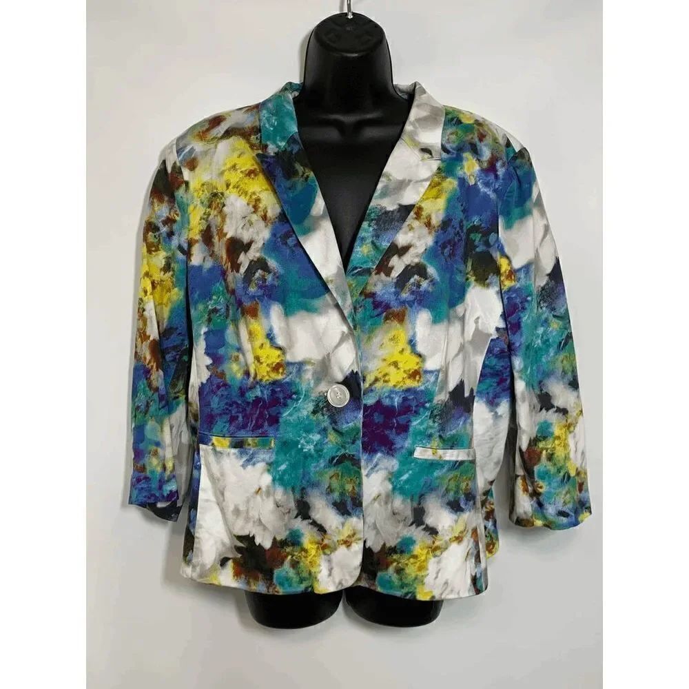 Elementz Womens Blazer Jacket Collar Multicolor XL